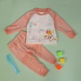بجامة (قطعتين) للأطفال لون برتقالي وأبيض