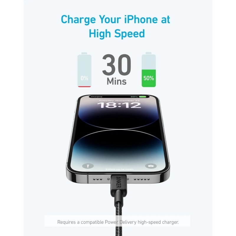 ANKER 322 USB-C to Lightning Cable 3 Ft ( 90 CM )
