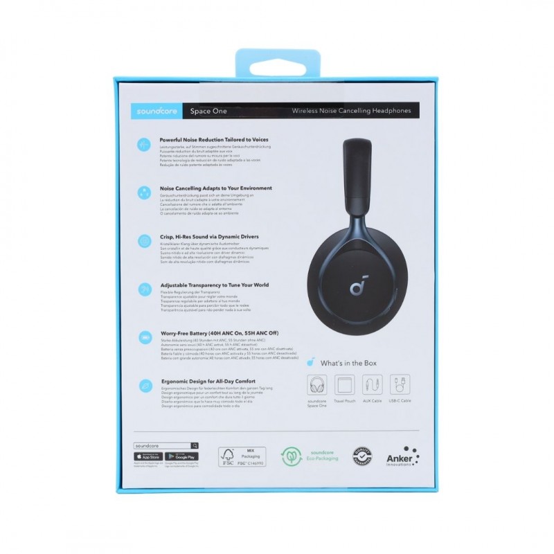 soundcore by ANKER Space One Noise Cancelling CROWED Noise Down Wireless Headphone ( Black )