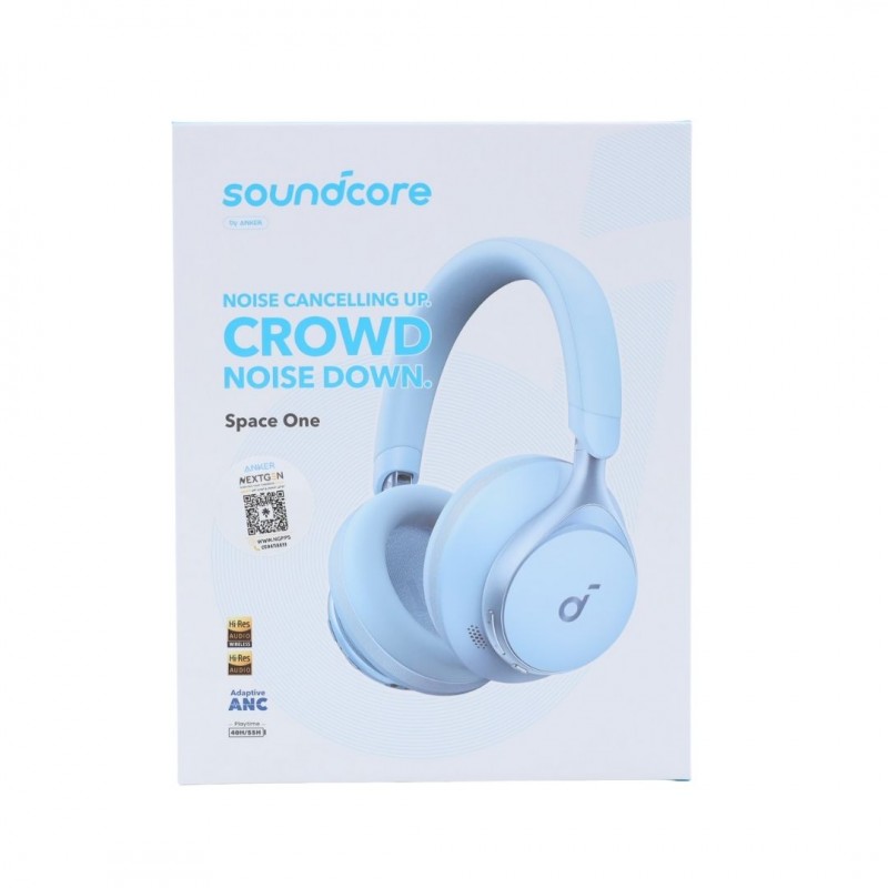 soundcore by ANKER Space One Noise Cancelling CROWED Noise Down Wireless Headphone ( Sky Blue )
