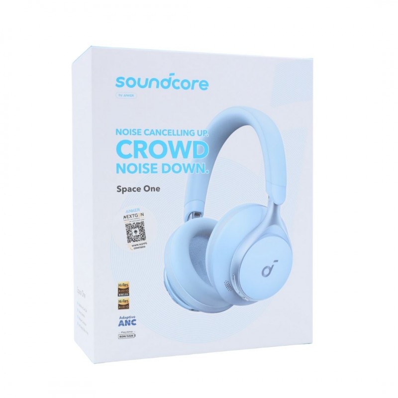 soundcore by ANKER Space One Noise Cancelling CROWED Noise Down Wireless Headphone ( Sky Blue )