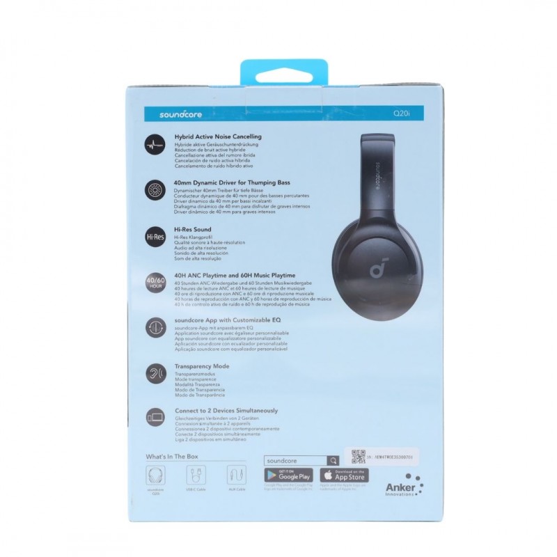 soundcore by ANKER Q20i Noise Cancelling Wireless Headphones ( Black )