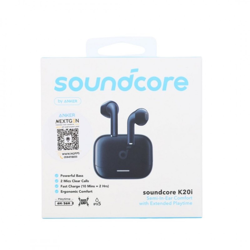 soundcore by ANKER K20i Semi-in-Ear Comfort with Extended Playtime Wireless Earbuds ( Black )