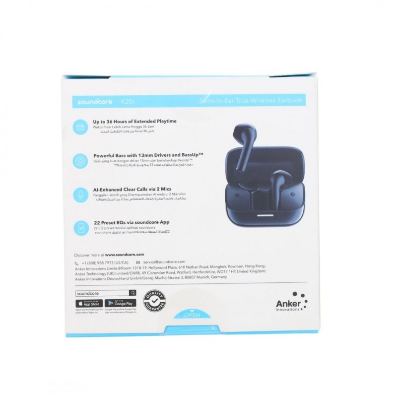 soundcore by ANKER K20i Semi-in-Ear Comfort with Extended Playtime Wireless Earbuds ( Black )