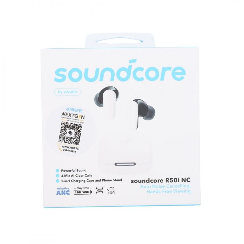 soundcore by ANKER R50i NC Auto Noise Cancelling Hands-Free Viewing Wireless Earbuds ( White )