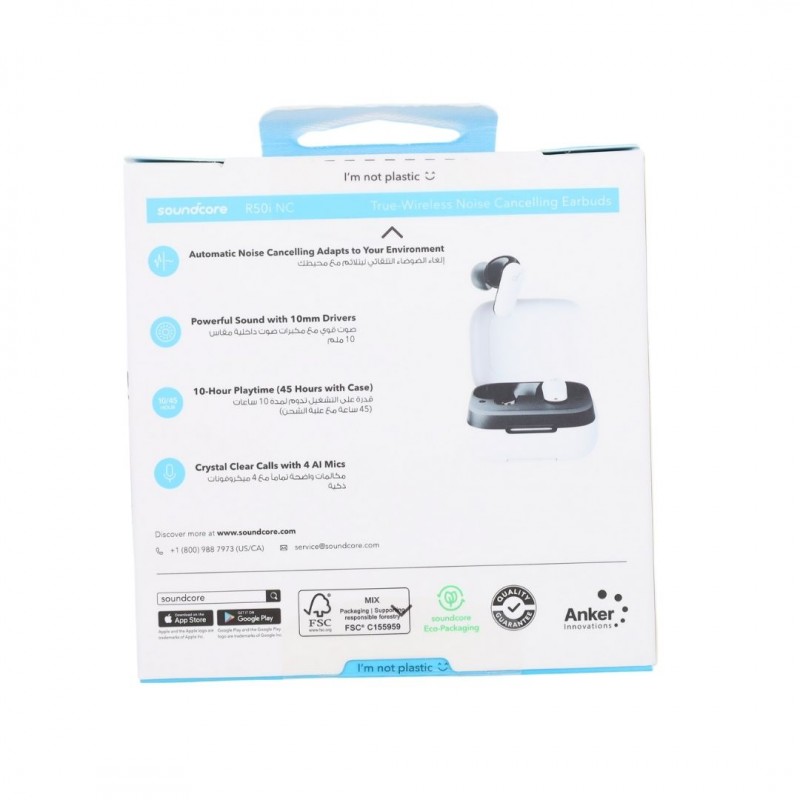 soundcore by ANKER R50i NC Auto Noise Cancelling Hands-Free Viewing Wireless Earbuds ( White )