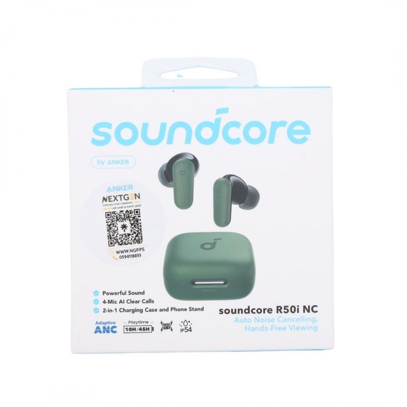 soundcore by ANKER R50i NC Auto Noise Cancelling Hands-Free Viewing Wireless Earbuds ( Army Green )