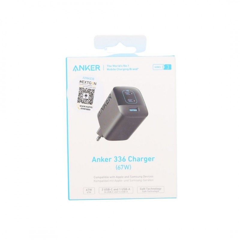 ANKER 336 Charger 67W ( 2 USB-C and 1 USB-A )