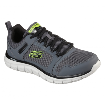 Skechers Men's Track - Knockhill Shoes - حذاء سكيتشرز تراك - نوك هيل للرجال لون رمادي ونعل ابيض
