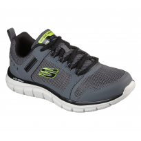 Skechers Men's Track - Knockhill Shoes - حذاء سكيتشرز تراك - نوك هيل للرجال لون رمادي ونعل ابيض