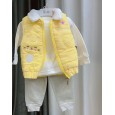طقم بيبي بناتي شتوي فرو 3 قطع لون أصفر