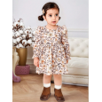 فستان كاجوال بأكمام طويلة بطبعة زهور للأطفال