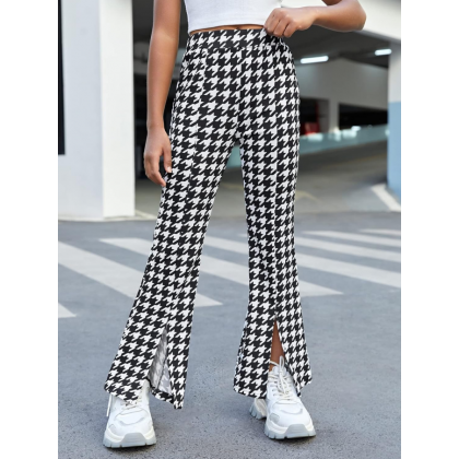 بنطلون بأرجل عريضة بناتي لون اسود وابيض