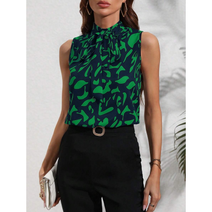 تيشيرت توب نسائي بلون أخضر وكحلي