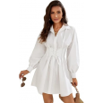 فستان قصير بأكمام طويلة للنساء لون ابيض