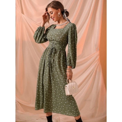 فستان نسائي قصة واسعة لون اخضر