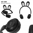 سماعة الراس MZ08R اللاسلكية مع اذان الارنب لطلاب المدارس، بصوت ستيريو، تصميم قابل للطي