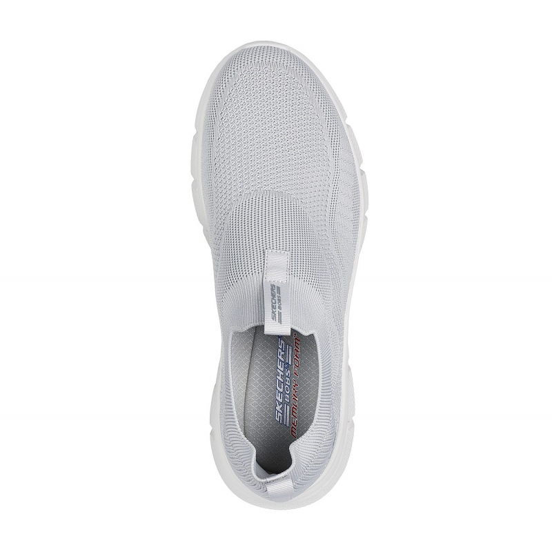 حذاء سكيتشرز بوبس سبورت بي فيلكس للرجال لون رمادي فاتح ونعل ابيض-Skechers Men's BOBS Sport B Flex - Frigid Edge Shoes