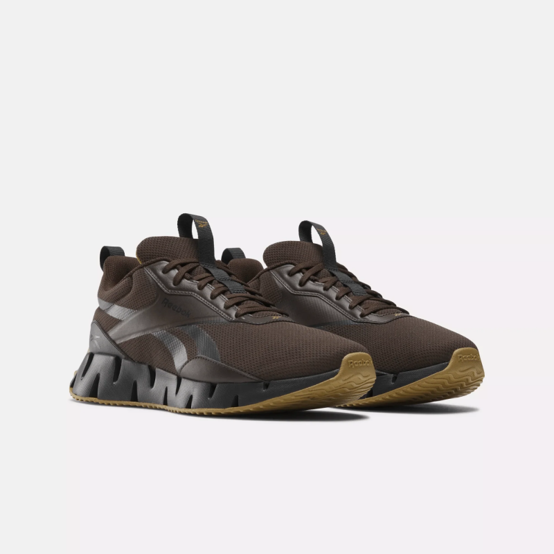 Reebok Mens' Zig Dynamica STR Shoes - حذاء ريبوك زيج ديناميكا اس تي ار للرجال لون بني محروق ونعل أسود