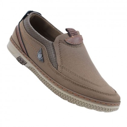 حذاء كاجوال للشباب لون كاكي ونعل بيج