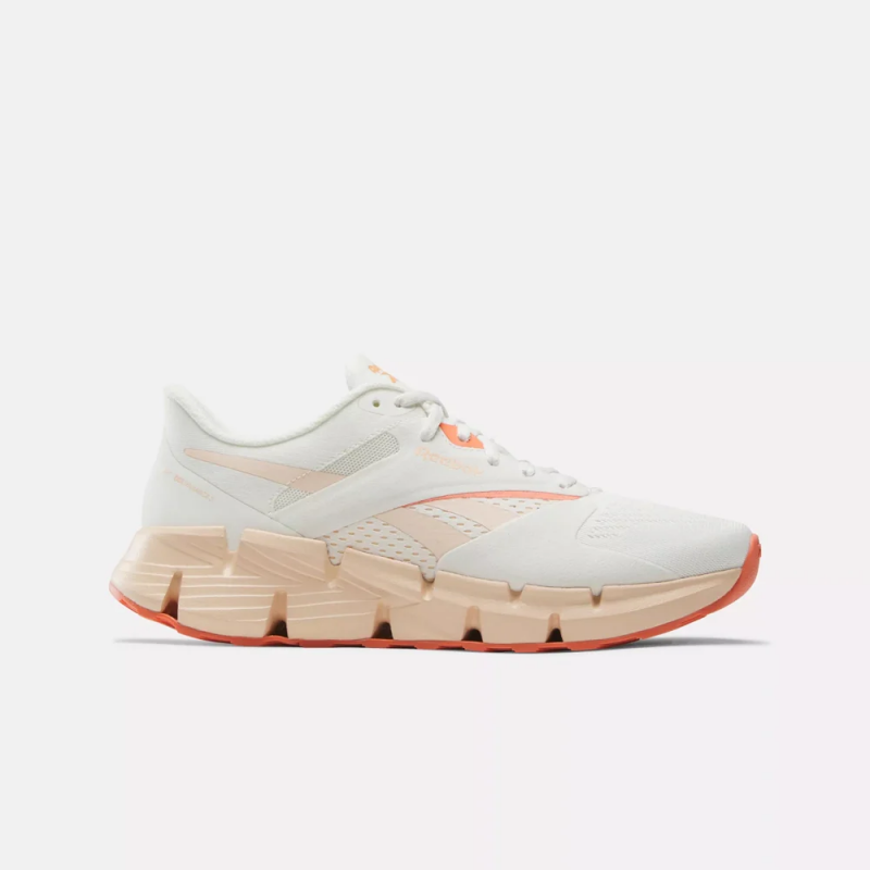 Reebok Womens' Zig Dynamica 5 Shoes - حذاء ريبوك زيج دايناميكا 5 للنساء لون طحيني وبرتقالي