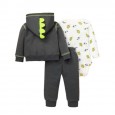طقم للأطفال 3 قطع لون رمادي وفسفوري