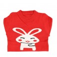 بلوزة ربيعية للأطفال لون أحمر بتصميم أرنب