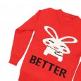 بلوزة ربيعية للأطفال لون أحمر بتصميم أرنب