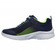 Skechers Kid's Microspec - Navy Lime Shoes - حذاء سكيتشرز ميكرو سبيس للأطفال لون كحلي ورمادي