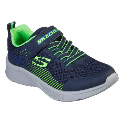 Skechers Kid's Microspec - Navy Lime Shoes - حذاء سكيتشرز ميكرو سبيس للأطفال لون كحلي ورمادي