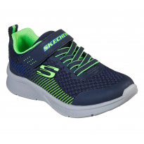 Skechers Kid's Microspec - Navy Lime Shoes - حذاء سكيتشرز ميكرو سبيس للأطفال لون كحلي ورمادي