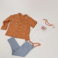 طقم 3 قطع للأطفال لون بني و أزرق