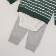 طقم 3 قطع للأطفال لون أخضر ورمادي