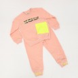 بجامة للأطفال قطعتين لون مشمشي وفسفوري