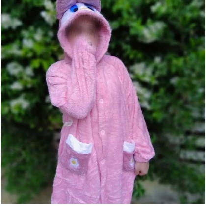 بجامة فرو قطعتين للنساء لون زهري