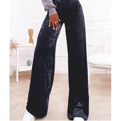 بنطلون بيتي مخمل للنساء لون كحلي