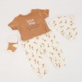 طقم 4 قطع للأطفال لون بني وبيج