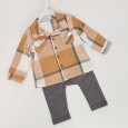 طقم 3 قطع للأطفال لون بيج و أبيض و رمادي