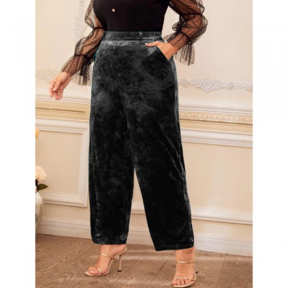 بنطلون بيتي مخمل للنساء لون رمادي غامق