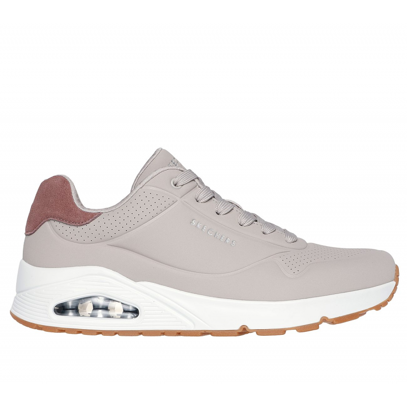 Skechers Men's Uno - Suited On Air Shoes - حذاء سكيتشرز أونو- سوتيود أون اير للرجال لون بيج ونعل أبيض