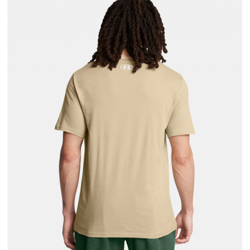 Under Armour Men's SUA Left Chest Logo Short Sleeve T-Shirt - تيشيرت أندر آرمر سبورت ستايل ليفت تشيست بأكمام قصيرة للرجال لون بيج