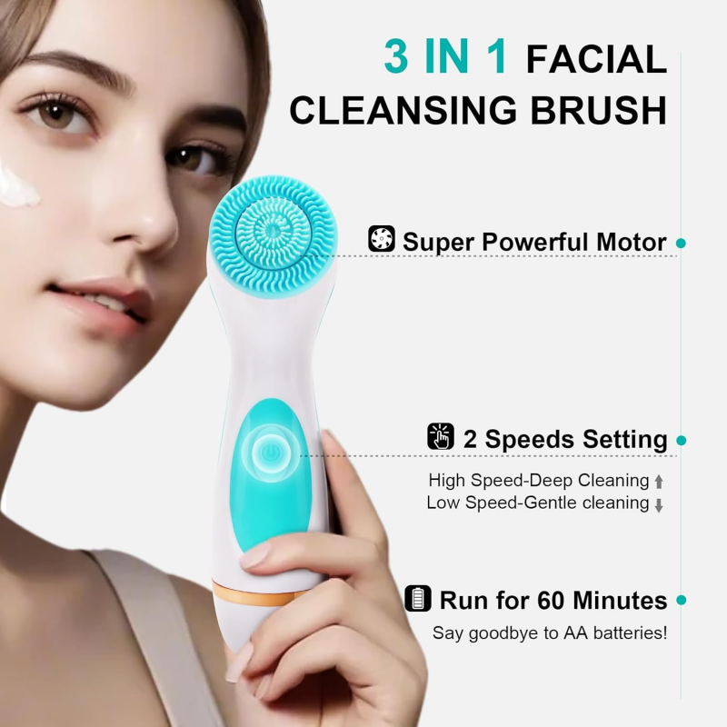 ليفة تنظيف لون ازرق 3 in 1 Facial Cleansing and Massage Device