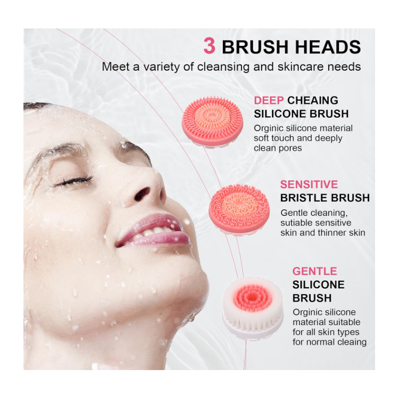 ليفة تنظيف لون زهري 3 in 1 Facial Cleansing and Massage Device