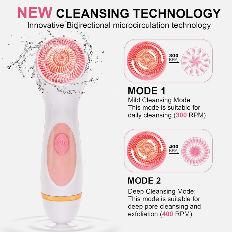 ليفة تنظيف لون زهري 3 in 1 Facial Cleansing and Massage Device