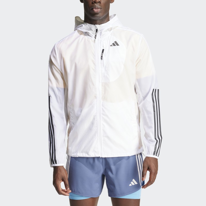 adidas Mens' Own The Run 3-Stripes Jacket - White