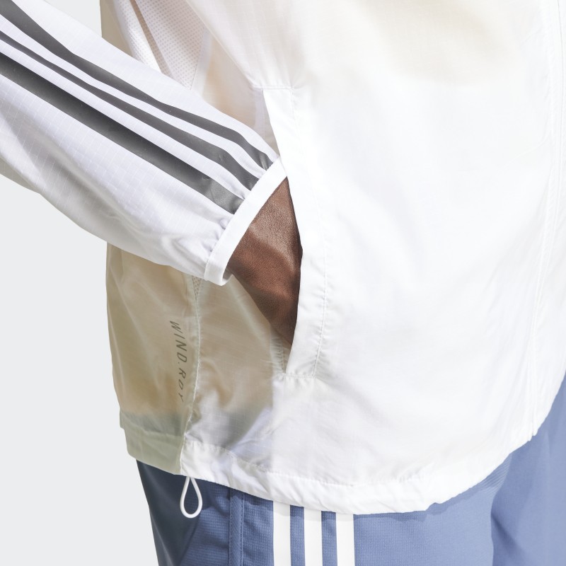 adidas Mens' Own The Run 3-Stripes Jacket - White