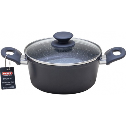 طنجرة بايركس Pyrex ألمنيوم حجم 20 سم لون رمادي