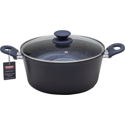 طنجرة بايركس Pyrex ألمنيوم حجم 26 سم لون رمادي