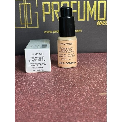 Dolce E Gabbana New Velvet Skin Foundation 15 ML TESTER 100 Porcelains - كريم أساس تستر من دولتشي اند غابانا 15 مل درجة 100