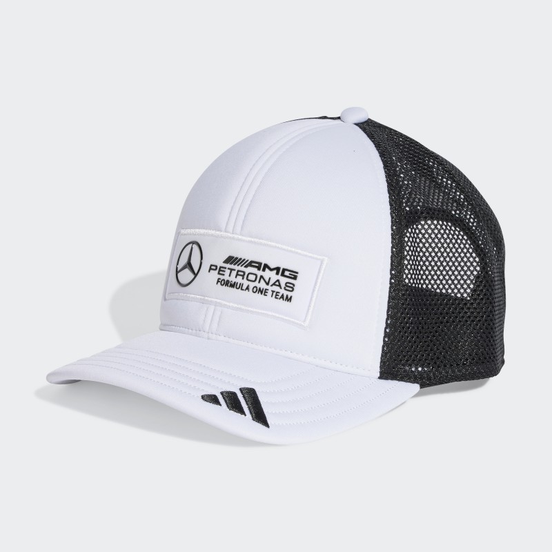adidas MERCEDES - AMG PETRONAS FORMULA ONE TEAM SNAPBACK LOGO TRUCKER CAP - White